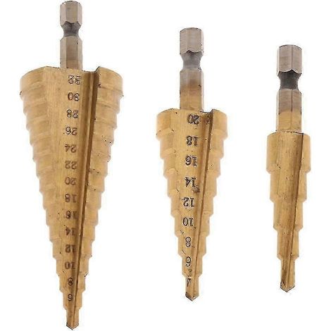 2x HSS-Stufenbohrer-Set, 4–12 mm Titan-Kegel-HSS-Bohrer, geeignet für metallbeschichtete Werkstücke – JXLGV (1/5)