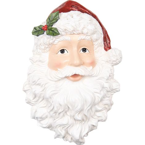 Décoration murale Père Noël pour intérieur en plastique blanc et rouge 32 x 9 x 45 cm - PANGIVO (1/2)