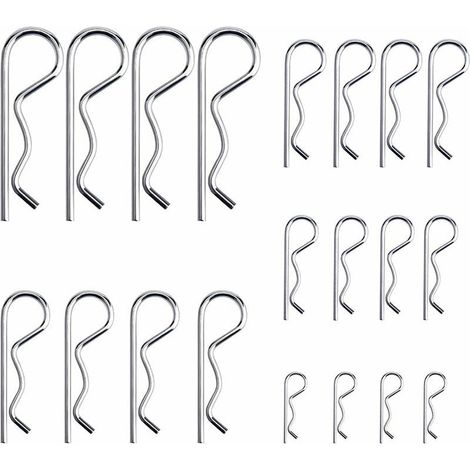 20 Pièces R Clips Goupilles de Retenue, Kit d'assortiment de Goupilles d'attelage à Goupille Fendue Robuste Plaqué Zinc pour Systèmes de Verrouillage de Camion de Remorquage, M1.2-M3.5 (1/4)
