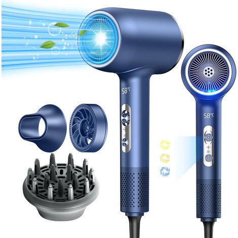 Asciugacapelli ionico da 2400 W per un'asciugatura rapida, con diffusore, concentratore e accessorio per la cura dei capelli, temperatura costante, asciugacapelli professionale per uso domestico e in