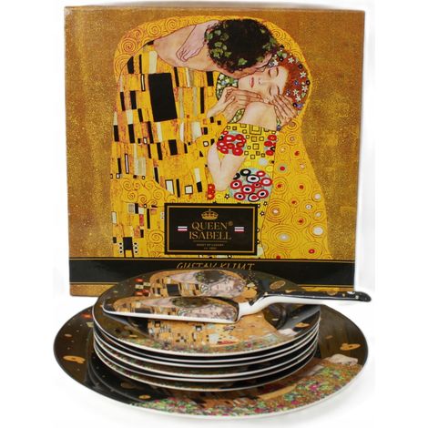 Set di piatti da torta in porcellana, 6+1 pezzi in una confezione, collezione Klimt Kiss (1/5)