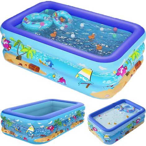 Piscine gonflable 120 cm – Grande piscine rectangulaire pour famille, enfants et bébé, bain extérieur d’été et jouets de jardin