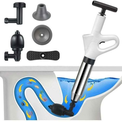 Déboucheur À Air Comprimé - Manomètre Intégré - 4 Embouts Piston - Pour Toilettes Éviers Baignoires - 1 Pièce (1/4)