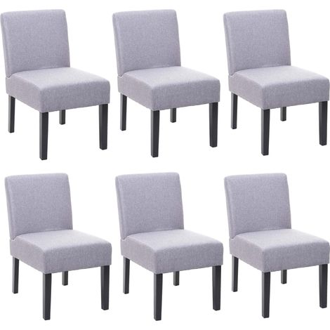 Set 6x sedie HHG-172 sala da pranzo legno tessuto grigio