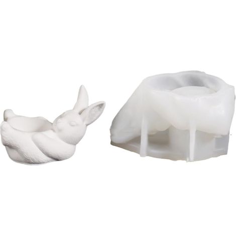 Moules en silicone en forme de lièvre pour la fabrication de résine époxy, porte-savon, gypse, pot de fleurs, décoration de Pâques, décoration de Pâques (1/5)