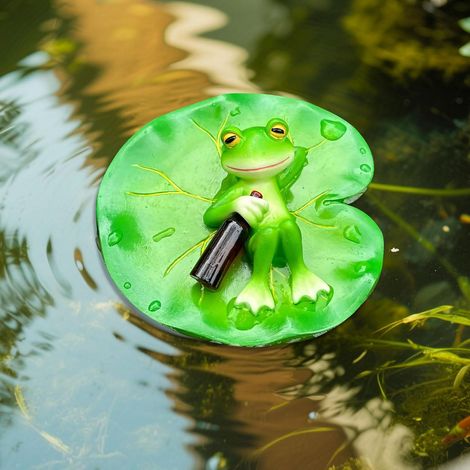 Mini décoration d'étang en forme de grenouille flottante - Mini étang - Décoration de jardin - Grenouille - En résine - Décoration d'étang pour extérieur, jardin, balcon, étang - Décoration