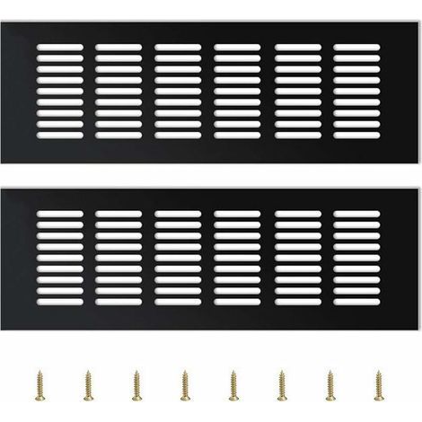 2 Pièces Grille Daération Extérieure,Grille Aeration Aluminium Grille Daération Extérieure Grille Aeration Reglable,Noir (1/5)