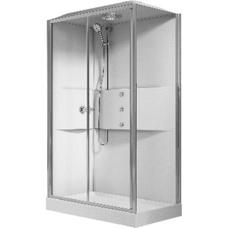 CABINA DOCCIA MULTIFUNZIONE APERTURA 1 ANTA SCORREVOLE E 1 FISSA cm 80x120