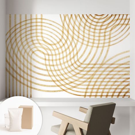 Papier peint intissé à motifs décoratifs pour salon chambre et bureau Décoration murale élégante avec colle Entrelacs géométriques 104x70 cm (1/5)