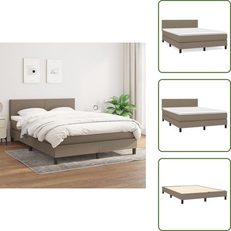 Boxspringbett mit Matratze Taupe 140x200 cm Stoff - Boxspringbett - Doppelbett - Bettenrahmen - Lattenrost - Matratze (1/5)