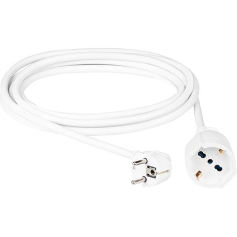 POLY POOL  PP2623QB Prolunga Elettrica 250V Cavo Elettrico Bianco Estensibile 3 Metri, Spina Elettrica 16A 2P+T Salvaspazio, Presa Elettrica Schuko P40 10A/16A 2P+T Pluristandard (Italiana E Tedesca) (1/3)