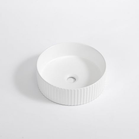 QeramiQ Arto vasque - 35x35x11.5cm - nervurée - ronde - céramique - blanc mat