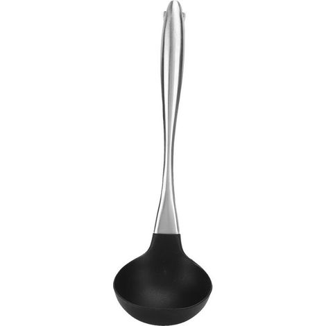 Cuillère de cuisine en silicone avec manche en acier inoxydable, louche à soupe, ustensile de cuisine (1/5)