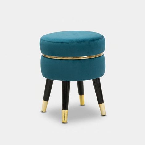 STOOL PARIS TEAL/GOLD CM Ø 35X40,5