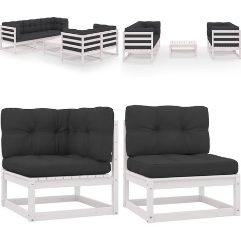 6-tlg. Garten-Lounge-Set mit Kissen Kiefer Massivholz - Garten Lounge Set - Kiefernholzmöbel - Outdoor Möbel - Gartenmöbel - Loungemöbel - Home & Living (1/5)