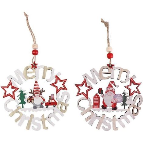 kleine hölzerne Weihnachtsdekorationen (mit Schnur), geeignet für Bastelarbeiten, Weihnachtsbaumschmuck, hölzerne Weihnachtsbaumkugeln