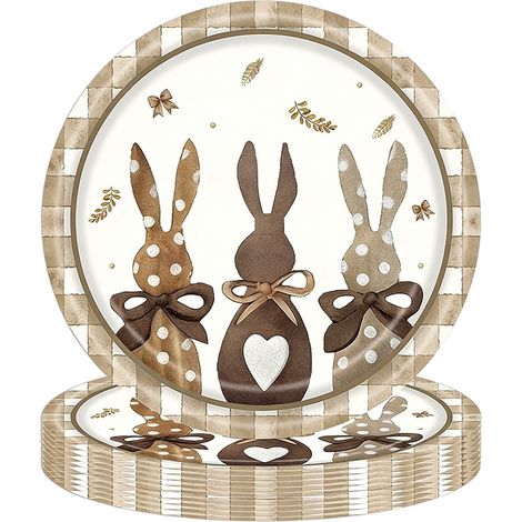Assiettes En Papier - Serviettes En Papier - Thème Pâques - Usage Unique - Pour Fêtes Printanières - Lot De 20 Pièces (1/2)