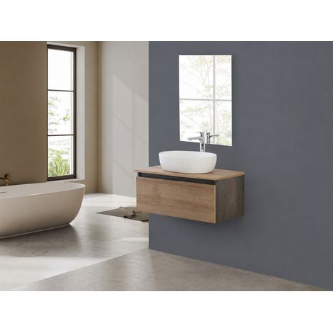 Composizione bagno Feridras Revital 80cm ossido grigio/rovere (1/4)