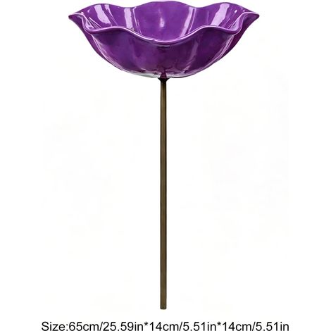 (VIOLET) Mangeoire à oiseaux d'extérieur avec abreuvoir, bassin de bain pour oiseaux, piquet de jardin en métal fait main pour oiseaux. (1/5)