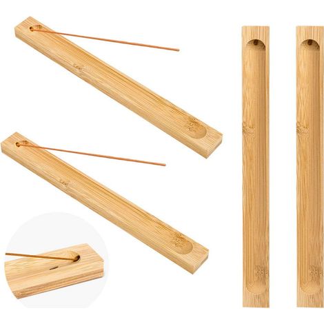 5 pièces Porte-encens en bois de bambou, fait à la main - Attrape-cendres pour bâton d'insent - Brûleurs de bâtons d'encens, Aromathérapie, Relaxation, Méditation, Yoga, Bureau à domicile, Décoration, (1/5)