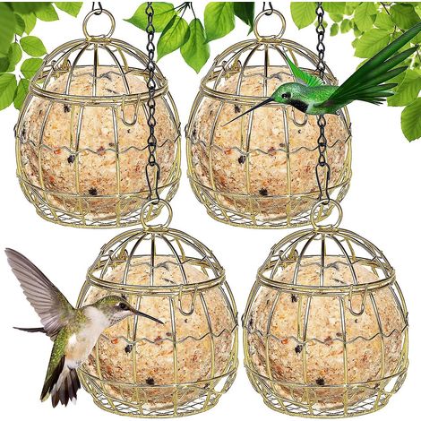 Set mit 4 Hängefutterhäuschen für kleine Wildvögel – Fettkugel-Futterhäuschen aus Metall für den Innen- und Außenbereich (1/5)