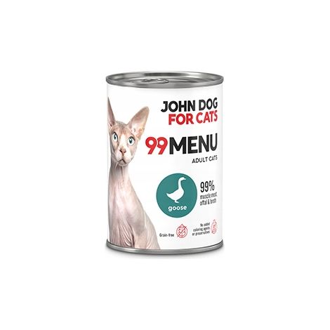 Cibo umido per gatti John Dog for Cats 99, gusto oca, 6 confezioni da 400 g