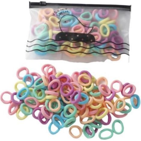 Elastique Cheveux - 100 Pièces Élastiques Mini 2 cm Diamètre - Pour Enfants et Bébés Filles - Multicolores (1/2)