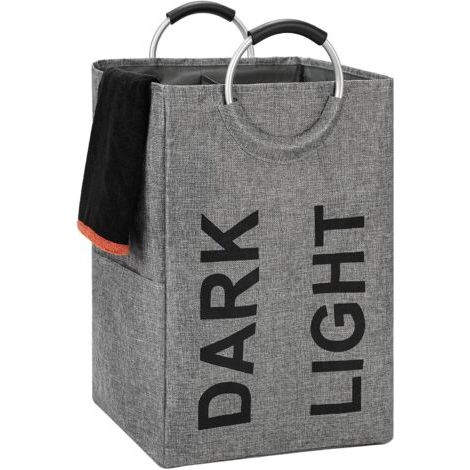 80L Paniers à linge, Pliable Sac à linge, Pliage Grande Capacité Corbeilles à linge 45 x 27 x 54 cm(Gris) (1/5)