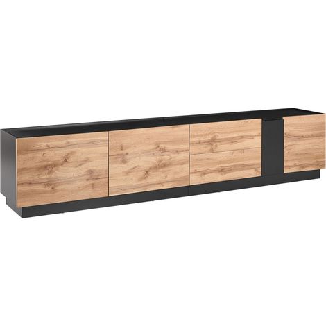 TV Stand Light Brown Particle Board Media Unit Sideboard 3 Door Storage Compartment Modern Living Room CLONCURRY (1/5)
