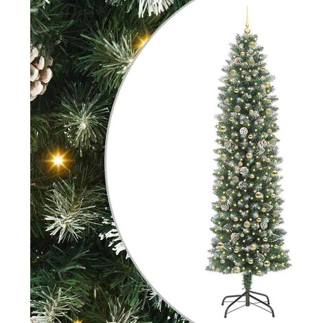 Künstlicher schlanker Weihnachtsbaum Grün und Weiß 240 cm vidaXL (1/5)