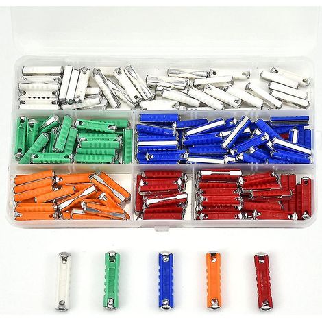 Kit de 200 fusibles torpilles multicolores pour voiture, de forme torpille, d'une intensité de 5 A, 8 A, 10 A, 16 A et 25 A, compatible avec les voitures européennes anciennes. (1/5)