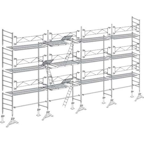 Altrad – Échafaudage en acier galvanisé 13 m – Hauteur de travail 8 m – Charge maximale 300 kg/m² – Système d'accrochage 360°