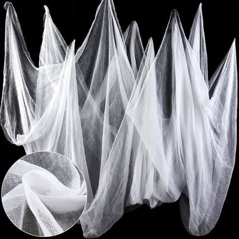 Décoration Halloween tissu mousseline coton, intérieur extérieur, porte et maison (blanc, 2,15 × 5 m) (1/5)