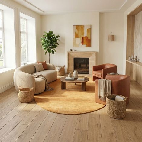 Tapis Gabbeh tissé Tapis Uni - Tapis en laine  - 230x150cm, Oval - 100% Laine vierge - Tissé main - Or Scala