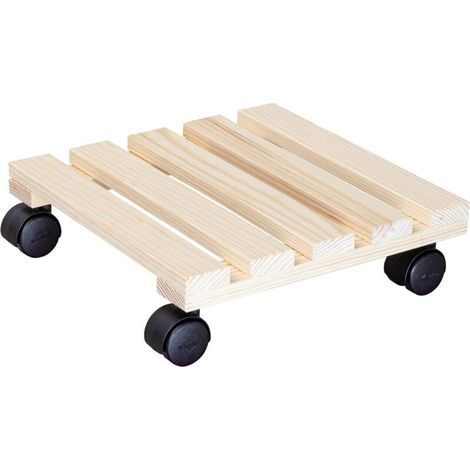 Support à roulettes pour Pot de Fleur 25 x 25 cm I Roule Pot de Plant pour l'intérieur I Suport Roulant en Bois Massif (1/3)