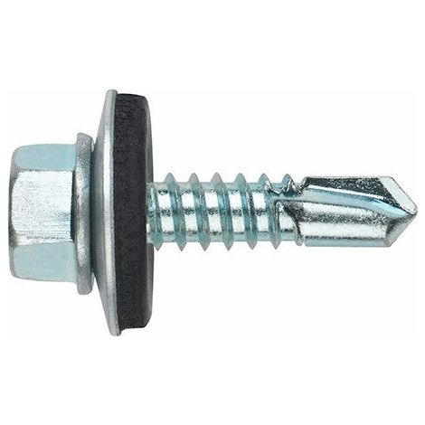 Vis autoperceuse à tête hexagonale DIN 7504-K plaqué zinc avec rondelle P-25 EPDM 6,3 x 63