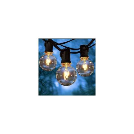 Guirlande Lumineuse Exterieur, 7.62M Guirlande Guinguette Extérieur et Intérieur avec G40 25 Ampoules + 2 Rechange, IP65 Guirlande Raccordable pour Mariage, Jardin, Balcons, Fête, Terr