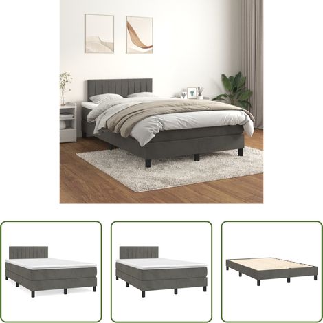 Samtbett - Boxspringbett mit Matratze Dunkelgrau 120x200 cm Samt (1/5)