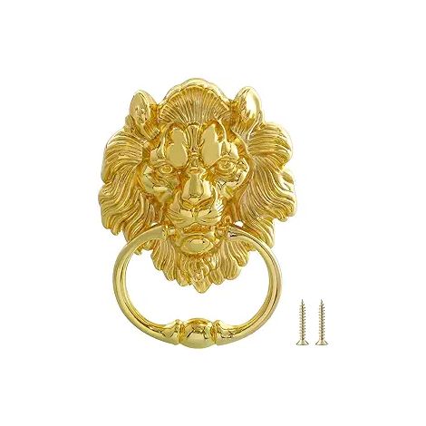 Anneau de porte antique en forme de lion, 155 x 118 mm. Poignée de porte/de canapé/de canapé (dorée), 155 x 118 mm. (1/4)