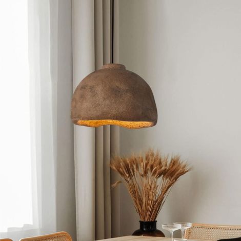Suspension pour le Salon, Lampe Suspendue en Résine Wabi-sabi E27, Lampe Suspendue de Restaurant Japonais-Ampoule non incluse(Marron,35cm) (1/5)