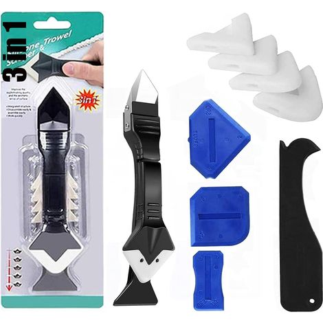 Kit de raspador de silicona y herramienta para juntas de silicona, multifuncional, con sellador para cocina, baño y azulejos (11 piezas). (1/5)