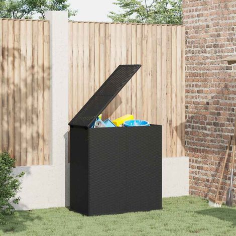 vidaXL Baúl de cojines para jardín de ratán PE negro 100x49x103,5 cm (1/5)