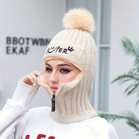 Cache-cou chaud, cagoule, demi-cache-visage pour le ski et le vélo, bonnet chaud pour sports d'hiver pour femmes et filles (1/5)