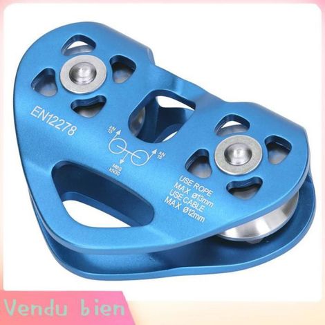 Garosa Poulie d'escalade Outdoor Climbing Pulley Block Aviation Aluminum Double Shaft Climbing Sheave sport outillage Bleu (1/4)
