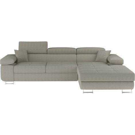Canapé d'angle convertible AMANDA beige foncé velours côtelé avec coffre (1/5)