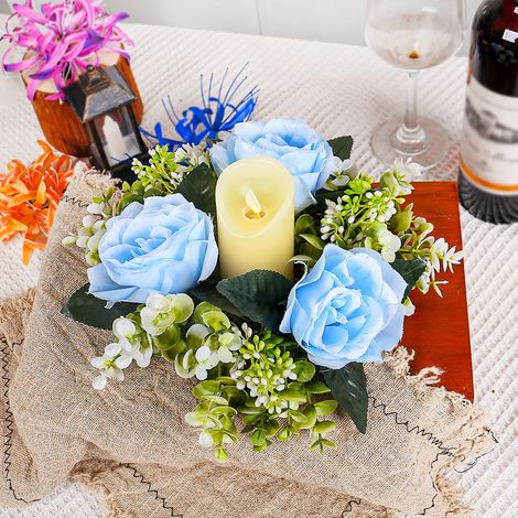 Guirlande De Bougies Avec Fleurs Artificielles - Décoration De Table Et Salon - Pour Dîners Et Événements Spéciaux - 1 Pièce (1/3)