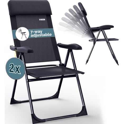 CASARIA® 2x/4x Aluminium High Back Folding Garden Chairs Lightweight 7-Way Adjustable Backrest Armchairs Set Padded Headrest Patio Balcony Camping Outdoor 2er Set Anthrazit (de)