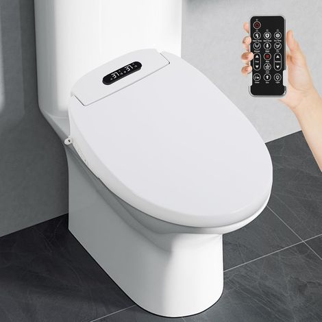 Abattant de WC intelligent multifonction avec chauffage d'assise, plusieurs fonctions de nettoyage, veilleuse LED et télécommande, idéal pour la famille et comme cadeau (1/5)