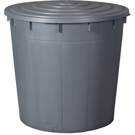 Regentonne rund mit Deckel und Hahn 500 L anthrazit Regentonne