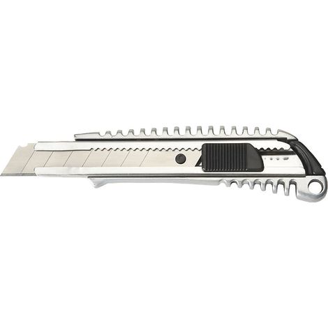MAUL - CUTTER MÉTALLIQUE, 18 MM, TRÉS STABLE, ARGENTÉ GRÂCE AUCORPS EN MÉTAL ZINGUÉ, POUR LES COUPES DIFFICILES, AVEC CURSEUR DE